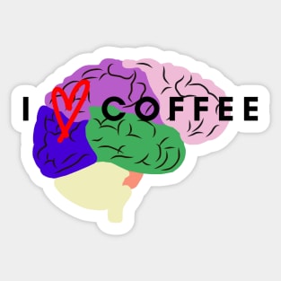 I Love Coffee Brain Sticker